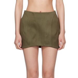 Mugler Jupe Structured Miniskirt Olive Green